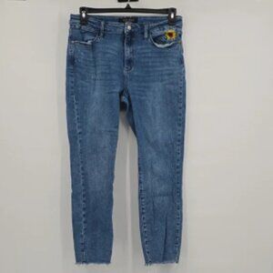 Judy Blue Mona Destresse High Rise Sunflower Patch Slim Fit Jeans Blue Size 31